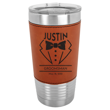 Custom Engraved 20oz Leatherette Tumblers Ideal Gifts for Groomsmen & Best Man